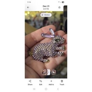 Rabbit Brooch Rhinestone Purple Gemstone Eye